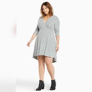 Grey Faux Wrap High Low Plus Torrid Sweater Dress